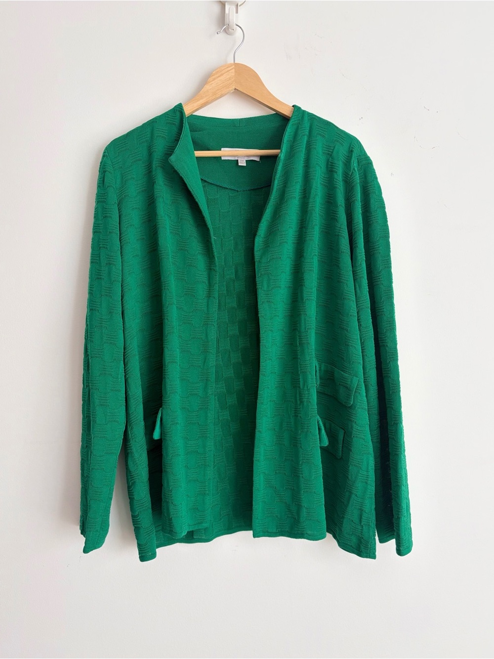 Vintage 90s Misook Woman Emerald Mod Textured Knit 2PC Twin Set 2X